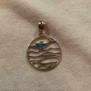Sterling silver opal dolphin pendant